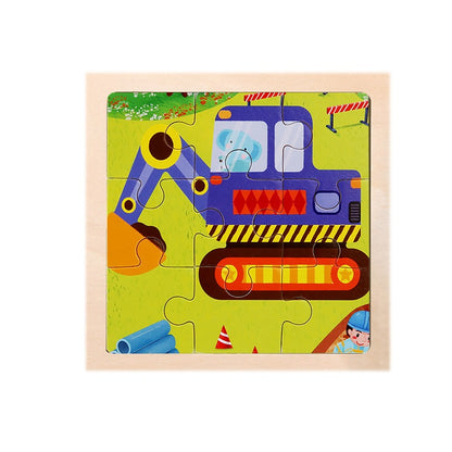 9 Pieces Of Wooden Children's Puzzle Toys Early Childhood Educational Cartoon Animal Transportation Cognitive Puzzle Board