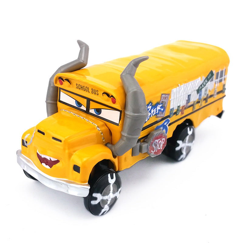 Cars 3 alloy toy car Bull Demon King School Bus Crazy Mais Yellow Horn Free Children's Toy Car