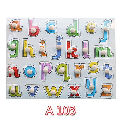 30cm Kid Early educational toys baby hand grasp wooden puzzle toy alphabet and digit learning education child wood jigsaw toy