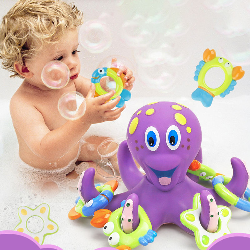 Children's Puzzle Octopus Throwing Circle Small Octopus Squid Bathing and Playing in Water Octopus Pond Glue Toy