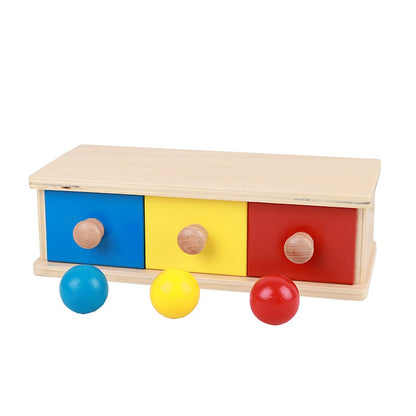 Children's wooden toys puzzle learning box gift coin drawer game