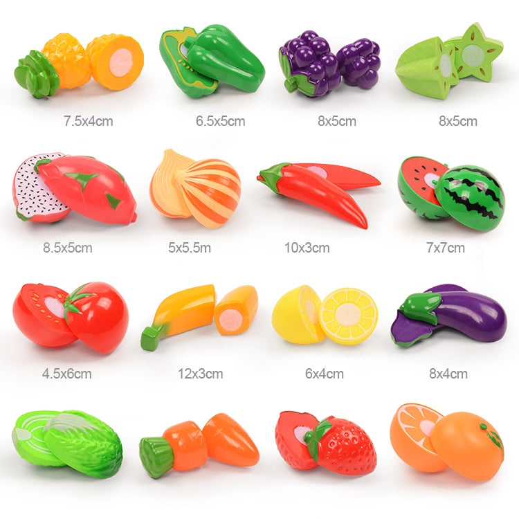 37pcs/lot Children Pretend Role Play House Toy Cutting Fruit Plastic Vegetables Food Kitchen Baby Classic Kids Educational Toys