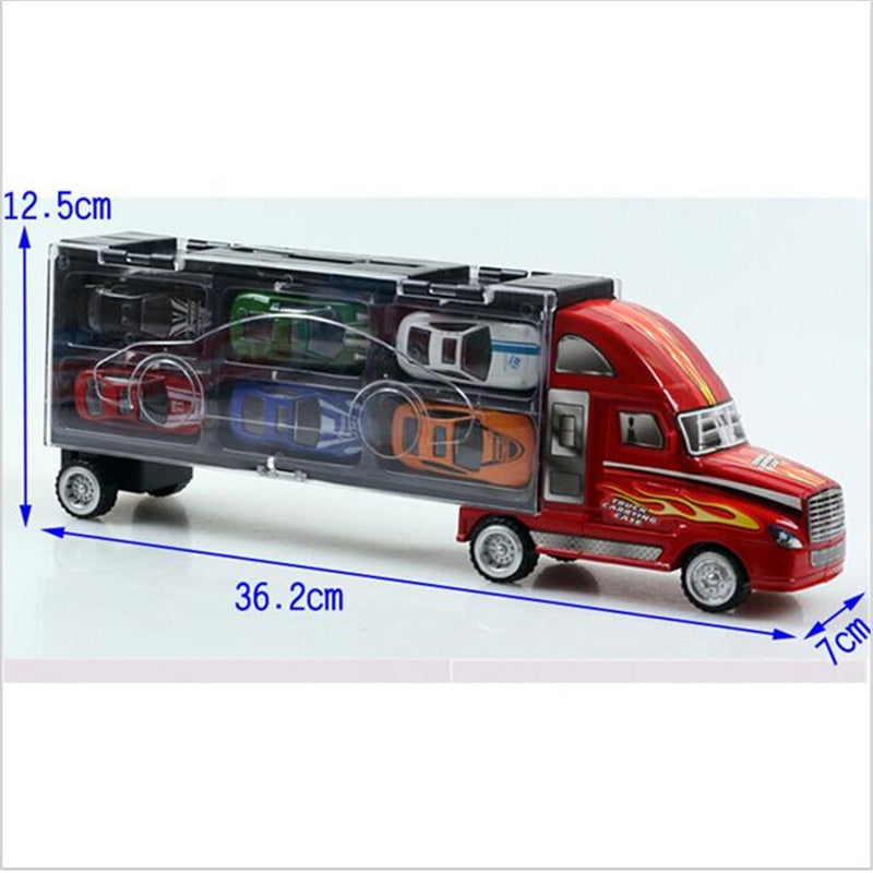 1XSet=13Pcs Transport Car Carrier Truck Boys Toy (includes Alloy Metal 12PcsCars+ 1PcsTruck) For Kids Children