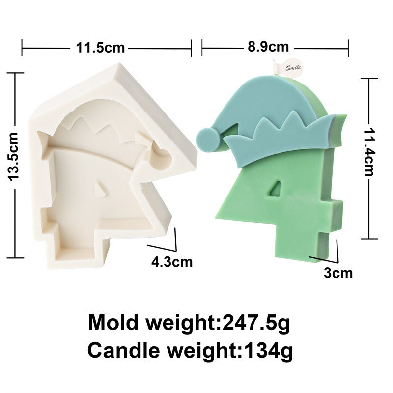 Silicone Fondant Christmas Number Candle Mold 0-9 Santa Claus Christmas Ball Elk Aromatherapy Children Puzzle