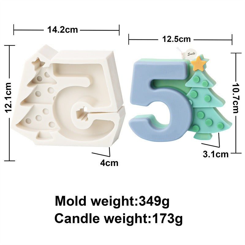 Silicone Fondant Christmas Number Candle Mold 0-9 Santa Claus Christmas Ball Elk Aromatherapy Children Puzzle