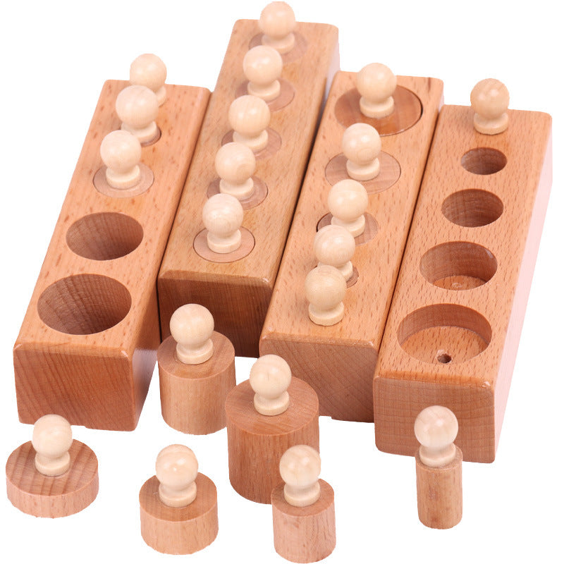 Montessori Beech Cylinder Cognitive Socket Children's Early Education Puzzle Puzzle Plug-In Teaching Aids Montessori Wooden Toys