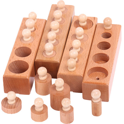 Montessori Beech Cylinder Cognitive Socket Children's Early Education Puzzle Puzzle Plug-In Teaching Aids Montessori Wooden Toys