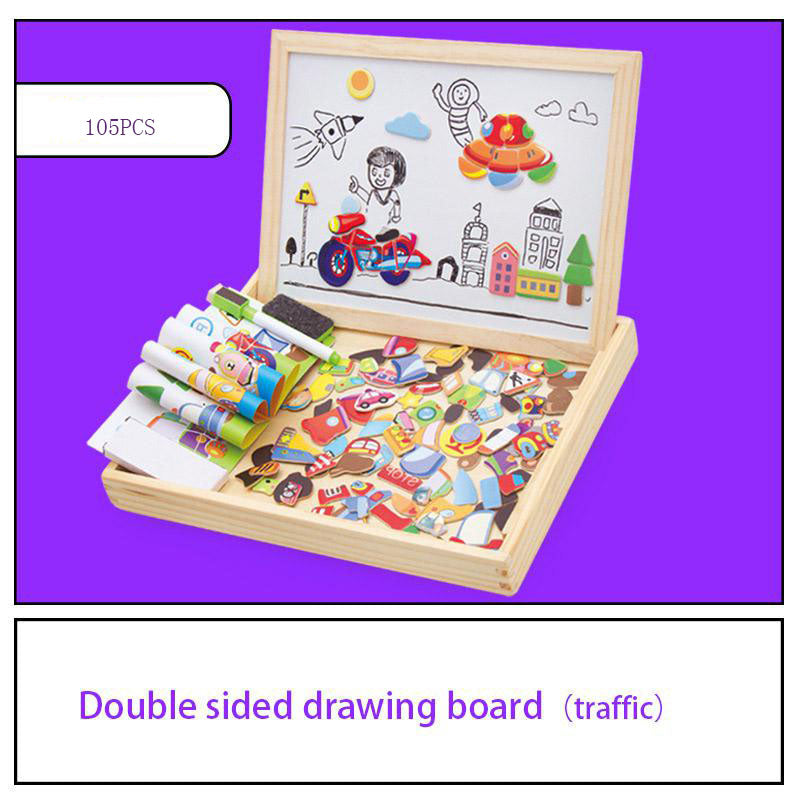 Young Children's Magnetic Animal Puzzle Music Drawing Board Three-Dimensional Puzzle Variety Writing Board Blackboard Educational Wooden Toys