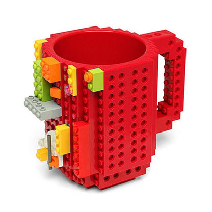 350ml Creative Lego Coffee Mugs silicone stainless steel Travel Kids Adult Cutlery Drink Dinnerware Set for Child