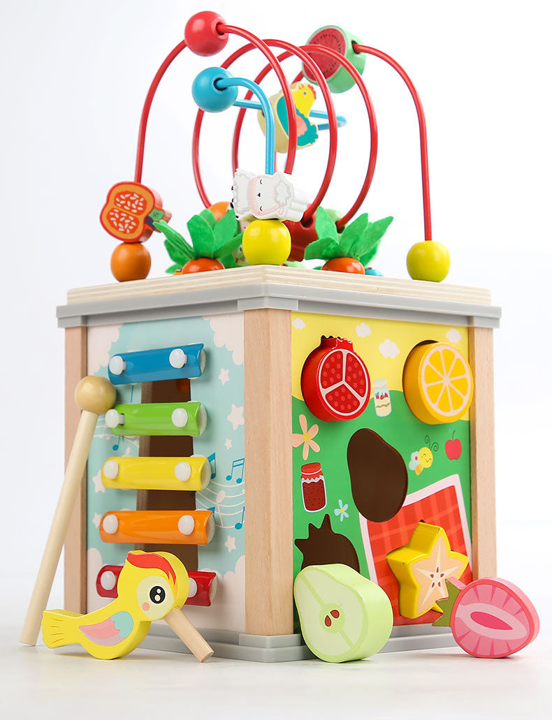 Children's wooden multifunctional treasure box shaped fruit pulling radish insect catching game early education puzzle toy