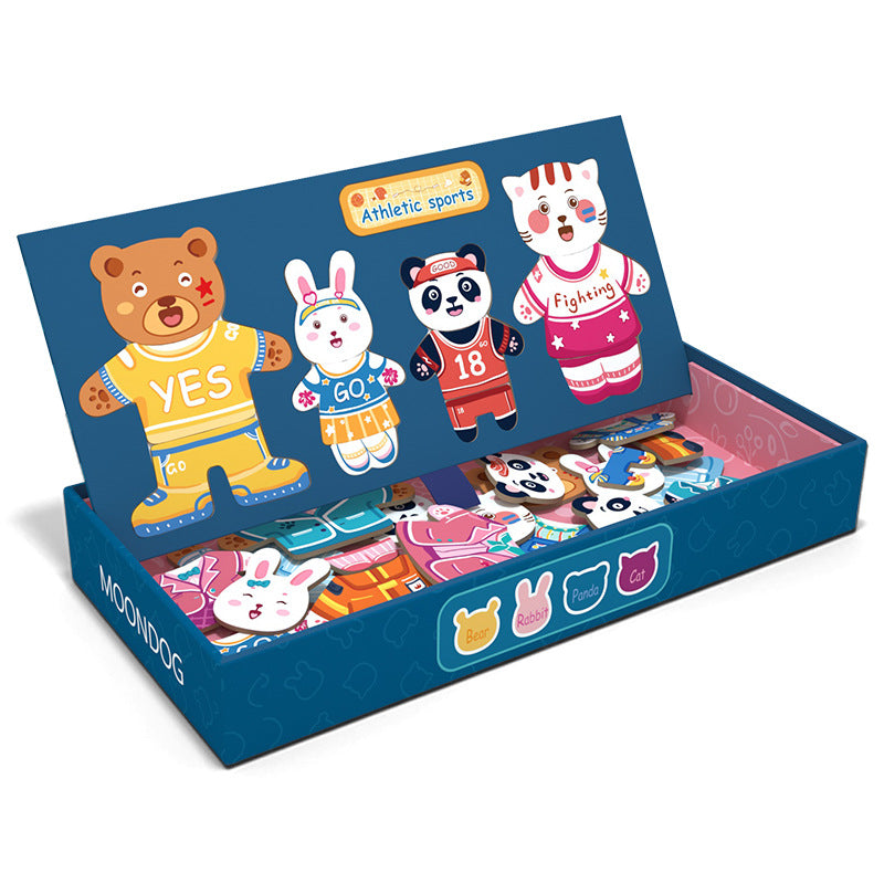 Four Little Bears Pairing Jigsaw Puzzle Magnetic Three Dimensional Animal Dress Up Puzzle Music Children's Early Education Educational Toys