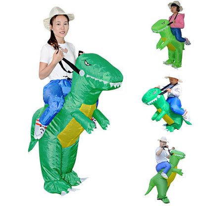 Hot Kids Adult Inflatable Funny Cute Cartoon Dinosaur Rider Festival Halloween Dress Party Costume