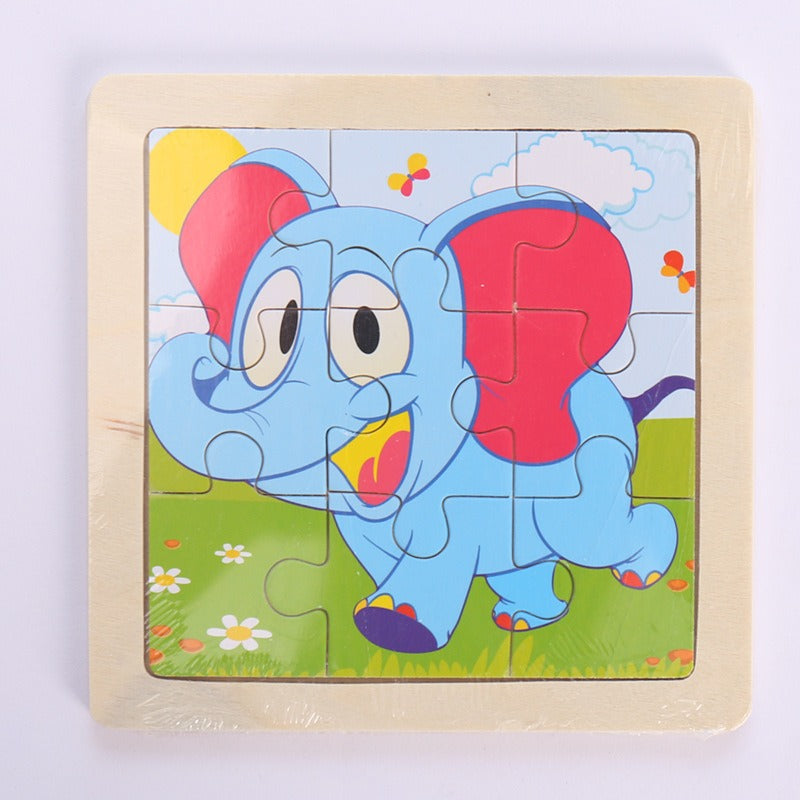 9 Pieces Of Wooden Children's Puzzle Toys Early Childhood Educational Cartoon Animal Transportation Cognitive Puzzle Board