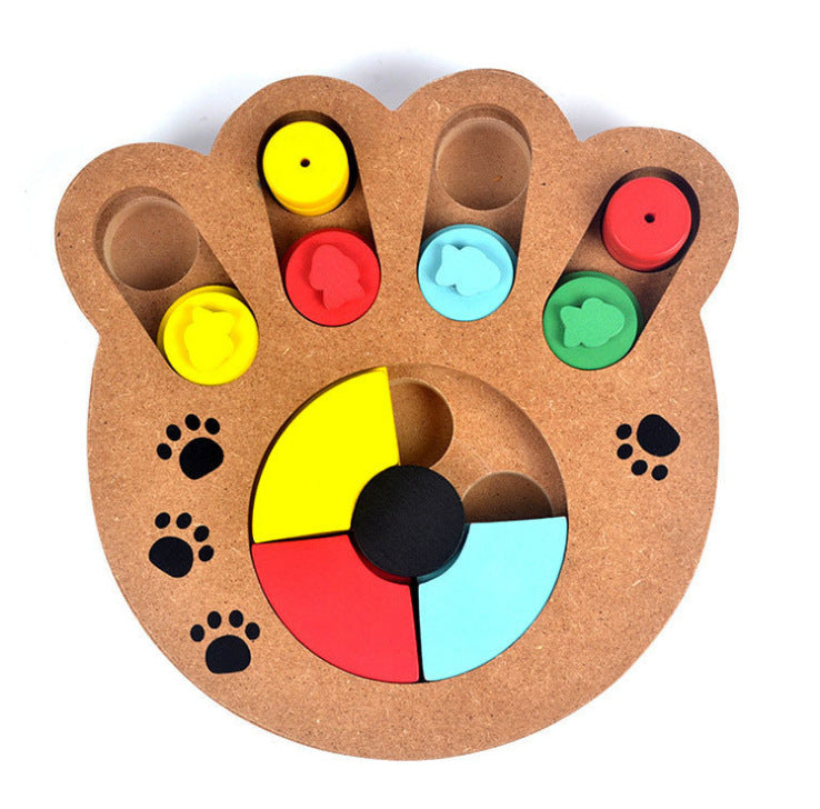 Pet Dog Puzzle Toy Bone Paw Print New Wooden Toy Feeding Multifunctional Pet Toy