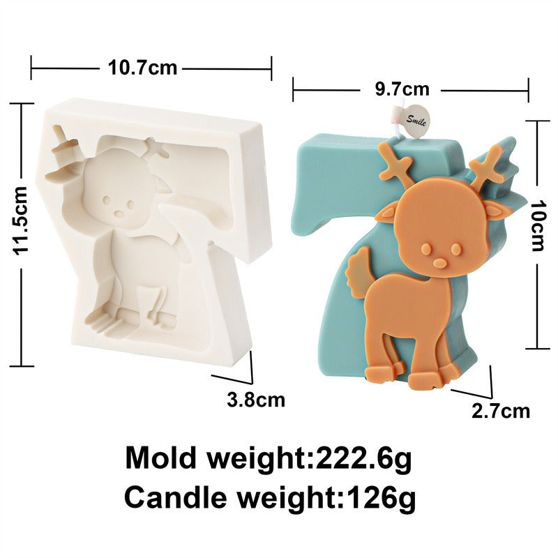 Silicone Fondant Christmas Number Candle Mold 0-9 Santa Claus Christmas Ball Elk Aromatherapy Children Puzzle