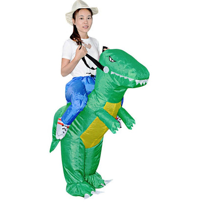 Hot Kids Adult Inflatable Funny Cute Cartoon Dinosaur Rider Festival Halloween Dress Party Costume