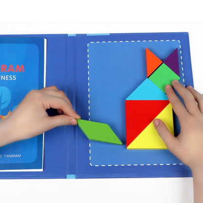 agnetic Tangram Puzzle Book Portable Preschool Baby Kids Toys Intelligence Jigsaw Puzzle Wooden Educational Toys