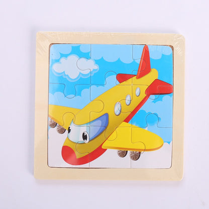 9 Pieces Of Wooden Children's Puzzle Toys Early Childhood Educational Cartoon Animal Transportation Cognitive Puzzle Board