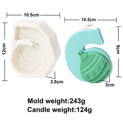 Silicone Fondant Christmas Number Candle Mold 0-9 Santa Claus Christmas Ball Elk Aromatherapy Children Puzzle