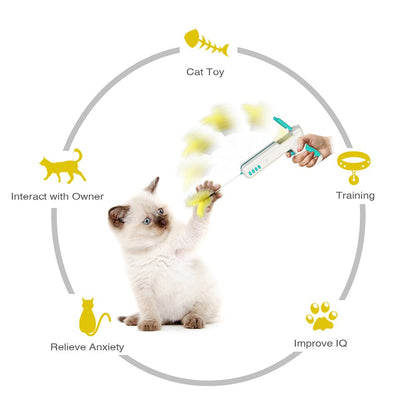 Funny Interactive Cat Toy With Feather&Ball Original Cat Stick Gun for Kittens Puppies Small Dogs Pet Products