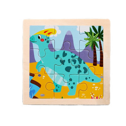 9 Pieces Of Wooden Children's Puzzle Toys Early Childhood Educational Cartoon Animal Transportation Cognitive Puzzle Board