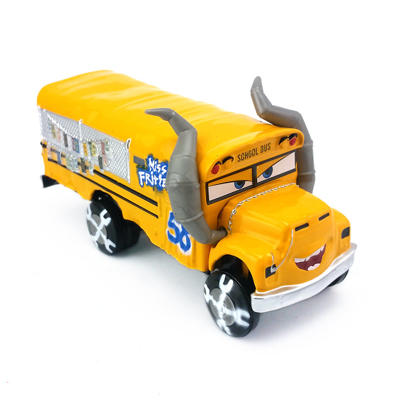 Cars 3 alloy toy car Bull Demon King School Bus Crazy Mais Yellow Horn Free Children's Toy Car