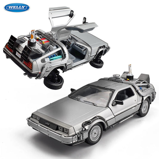 Welly 1:24 Diecast Alloy Model Car DMC-12 delorean back to the future Time Machine Metal Toy Car For Kid Toy Gift Collection