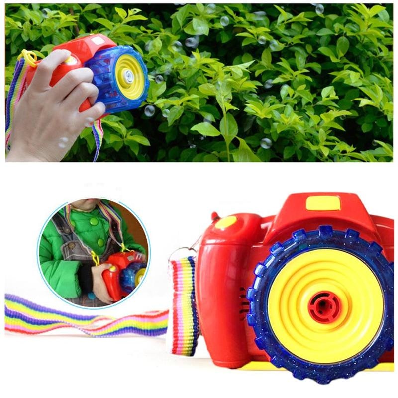 Bubble Machine Toys For Children Electric Music Bubble Camera With Led Outdoor Kids Toys Cute Camera Shape Bubble Makers