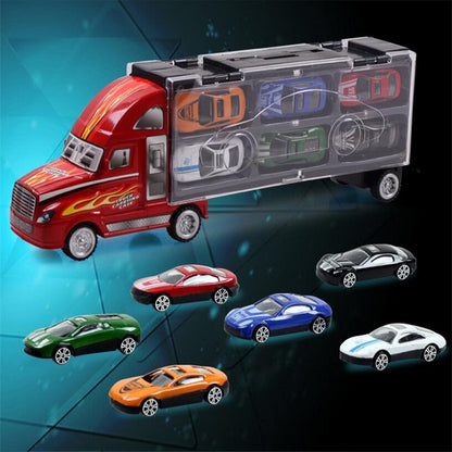 1XSet=13Pcs Transport Car Carrier Truck Boys Toy (includes Alloy Metal 12PcsCars+ 1PcsTruck) For Kids Children