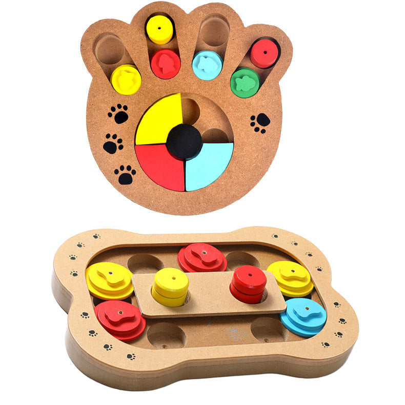 Pet Dog Puzzle Toy Bone Paw Print New Wooden Toy Feeding Multifunctional Pet Toy