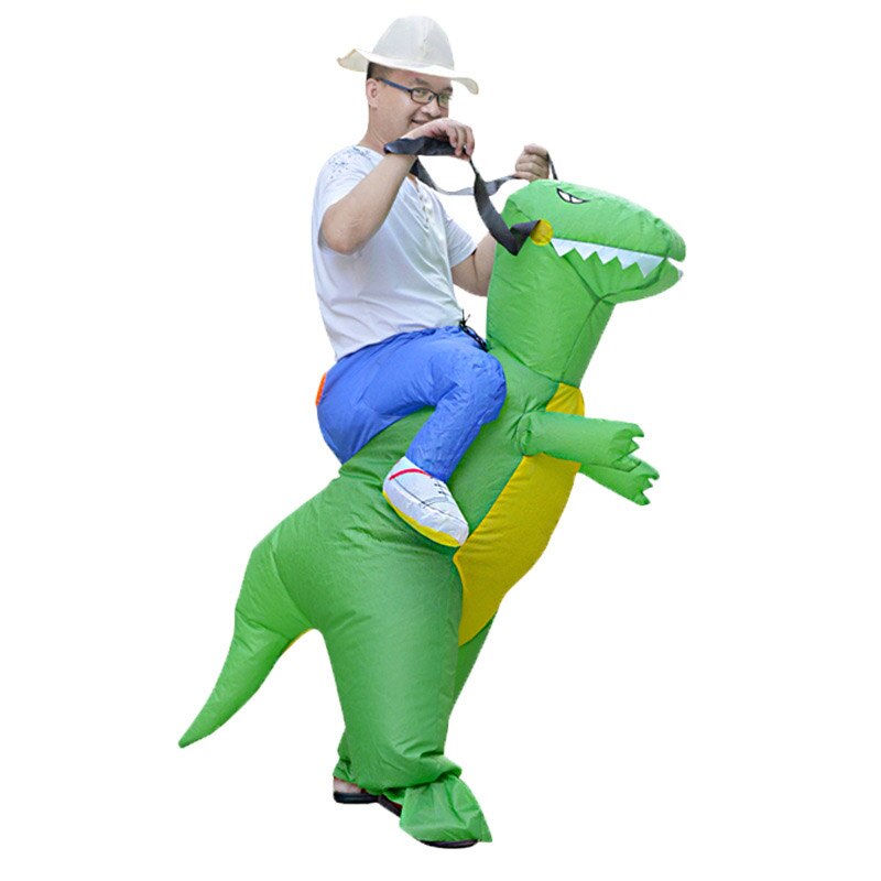 Hot Kids Adult Inflatable Funny Cute Cartoon Dinosaur Rider Festival Halloween Dress Party Costume