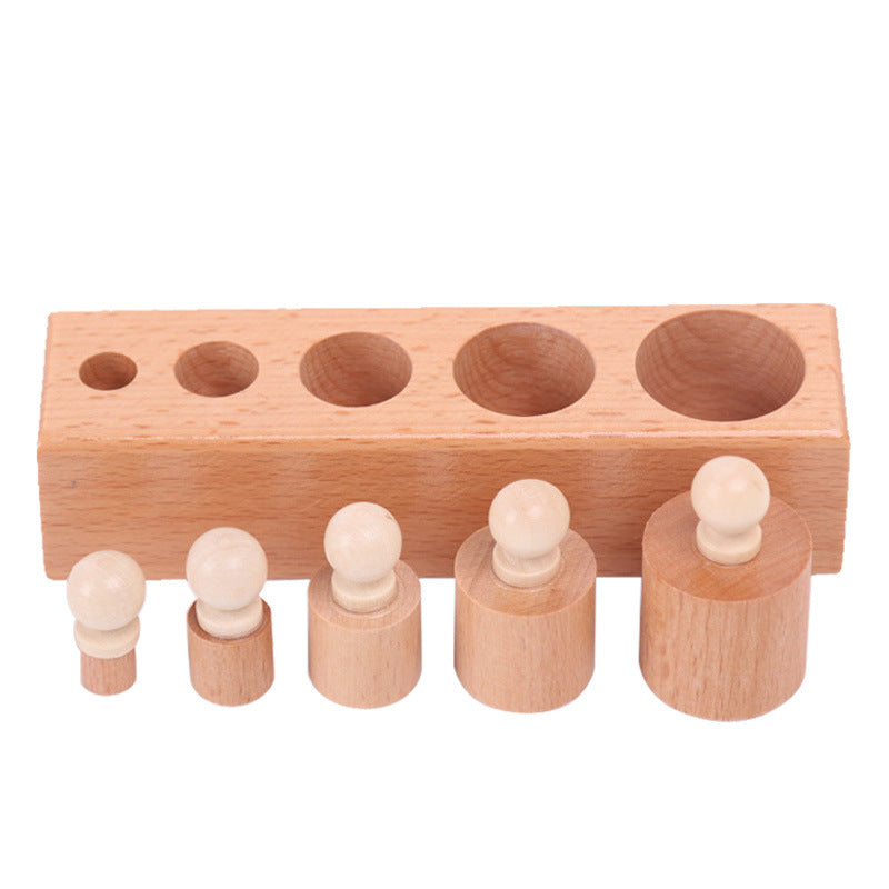 Montessori Beech Cylinder Cognitive Socket Children's Early Education Puzzle Puzzle Plug-In Teaching Aids Montessori Wooden Toys