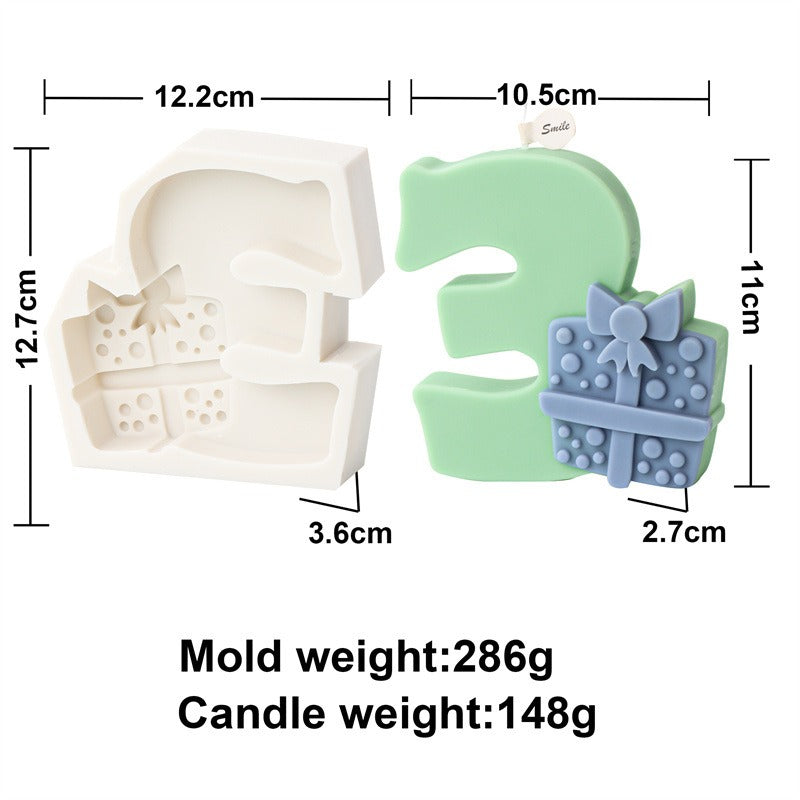 Silicone Fondant Christmas Number Candle Mold 0-9 Santa Claus Christmas Ball Elk Aromatherapy Children Puzzle