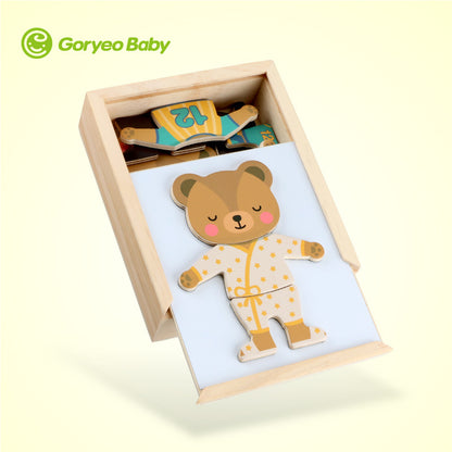 GoryeoBaby Children's Occupational Dressup Bear Dressing Puzzle Three-dimensional Puzzle Building Blocks Early Education Wooden Toys