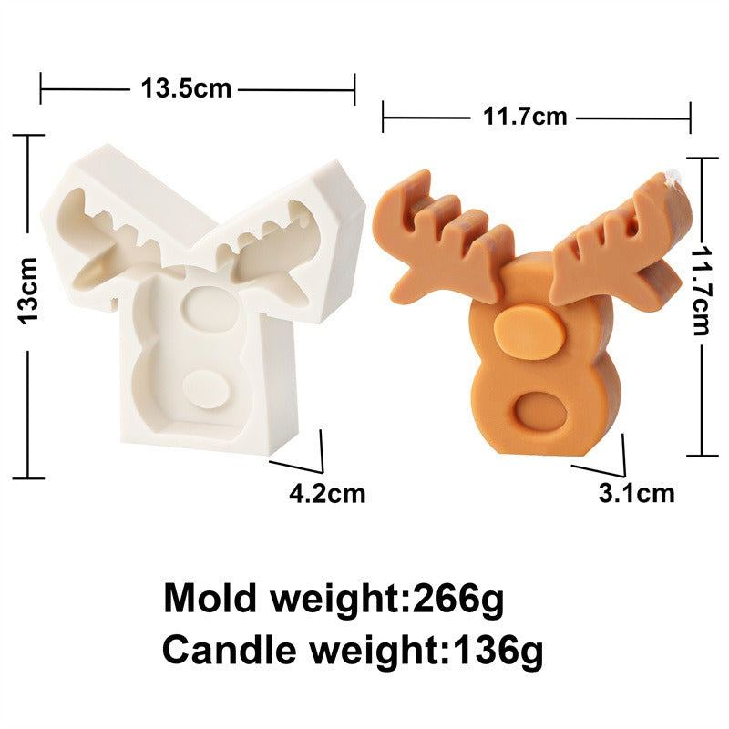 Silicone Fondant Christmas Number Candle Mold 0-9 Santa Claus Christmas Ball Elk Aromatherapy Children Puzzle