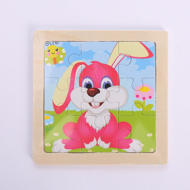 9 Pieces Of Wooden Children's Puzzle Toys Early Childhood Educational Cartoon Animal Transportation Cognitive Puzzle Board