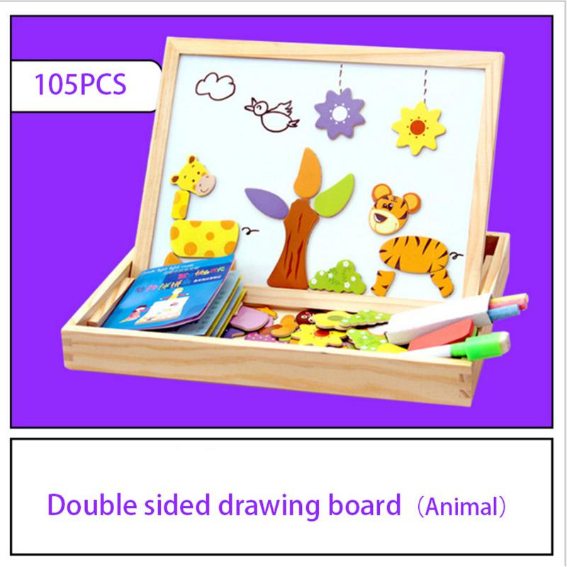 Young Children's Magnetic Animal Puzzle Music Drawing Board Three-Dimensional Puzzle Variety Writing Board Blackboard Educational Wooden Toys