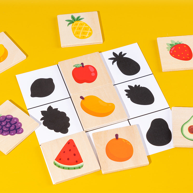 Montessori Animal Fruit Pairing Find Shadow Matching Puzzle Game Early Education Children's Puzzle Development Wooden Toys