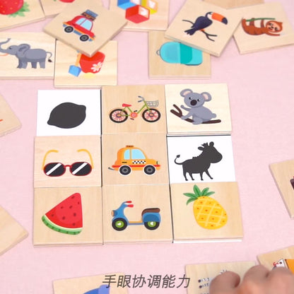 Montessori Animal Fruit Pairing Find Shadow Matching Puzzle Game Early Education Children's Puzzle Development Wooden Toys