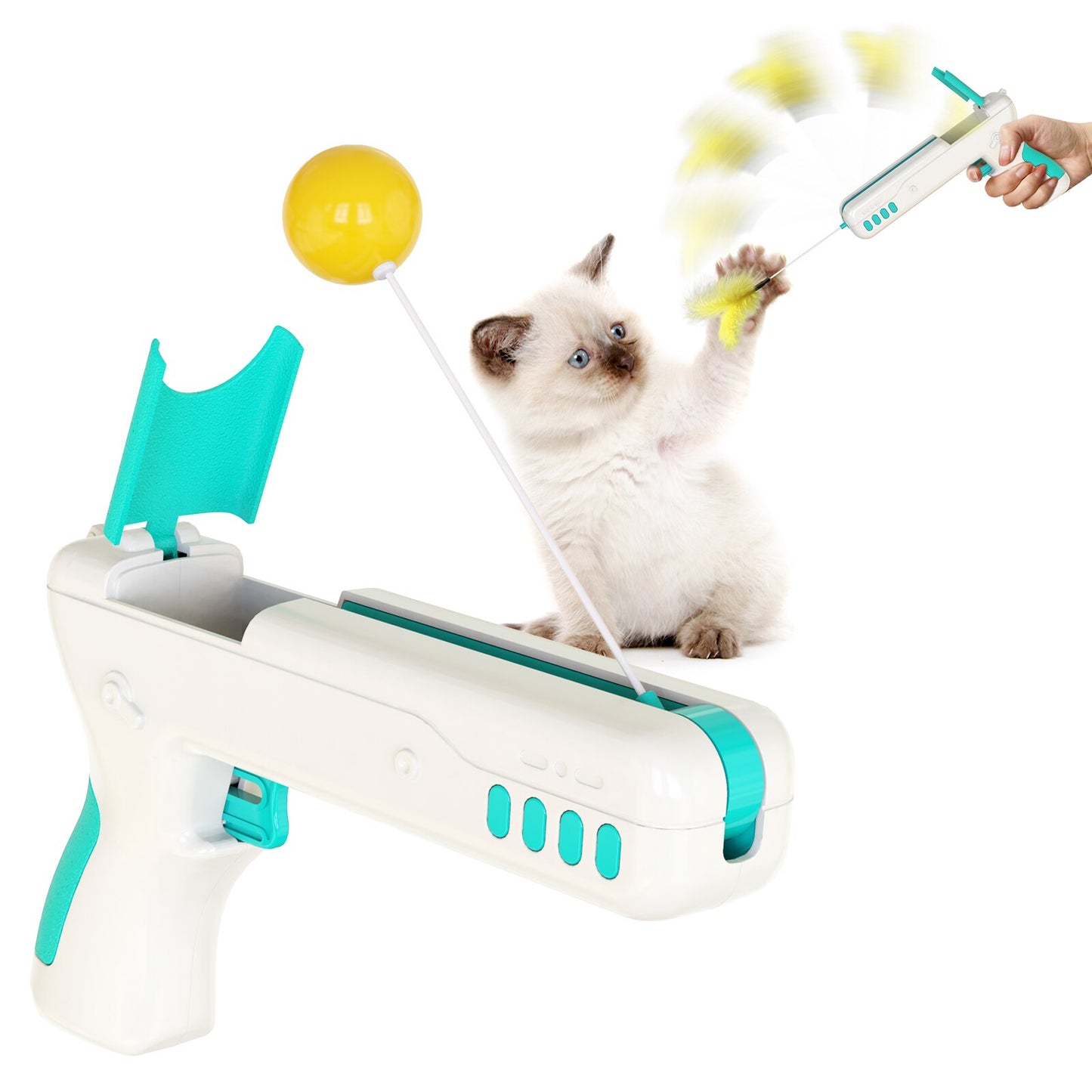 Funny Interactive Cat Toy With Feather&Ball Original Cat Stick Gun for Kittens Puppies Small Dogs Pet Products