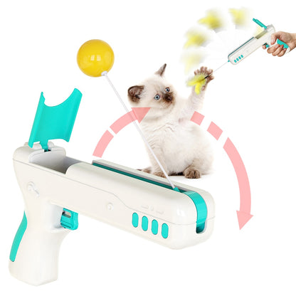 Funny Interactive Cat Toy With Feather&Ball Original Cat Stick Gun for Kittens Puppies Small Dogs Pet Products