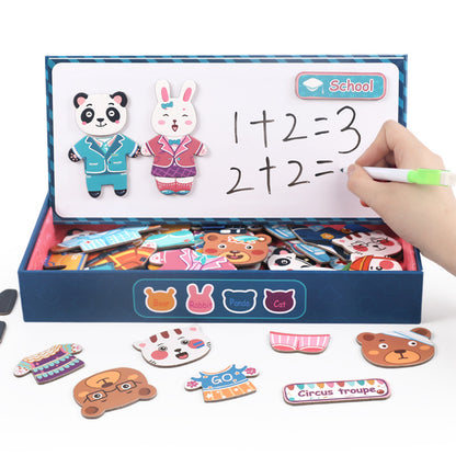 Four Little Bears Pairing Jigsaw Puzzle Magnetic Three Dimensional Animal Dress Up Puzzle Music Children's Early Education Educational Toys