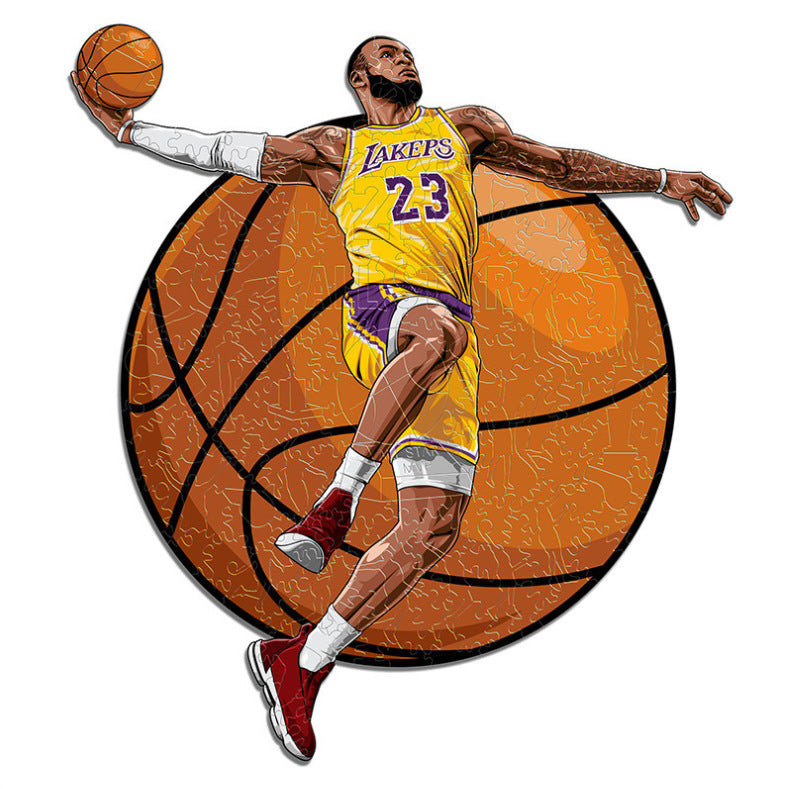 New Children's Educational Wooden 3D Puzzle Wooden Basketball All-Star Puzzle Jordan Kobe Special-Shaped Puzzle 100 Pieces