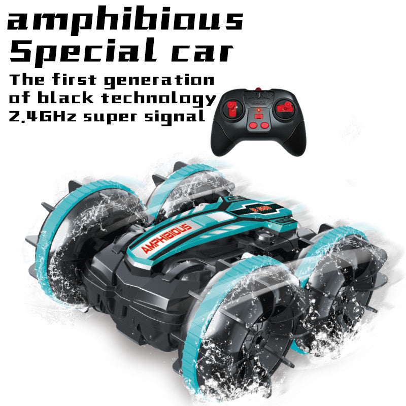 4WD Amphibious Stunt Car 2.4G Remote Control Waterproof Double-Sided Driving Tank Car Children's Toy Remote Control Car