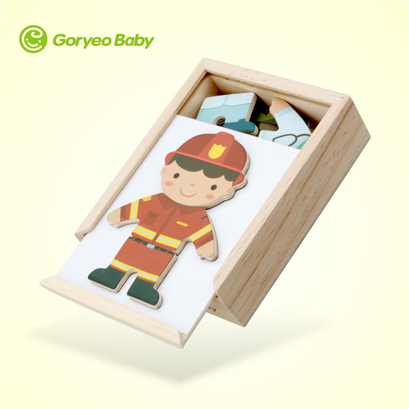 GoryeoBaby Children's Occupational Dressup Bear Dressing Puzzle Three-dimensional Puzzle Building Blocks Early Education Wooden Toys