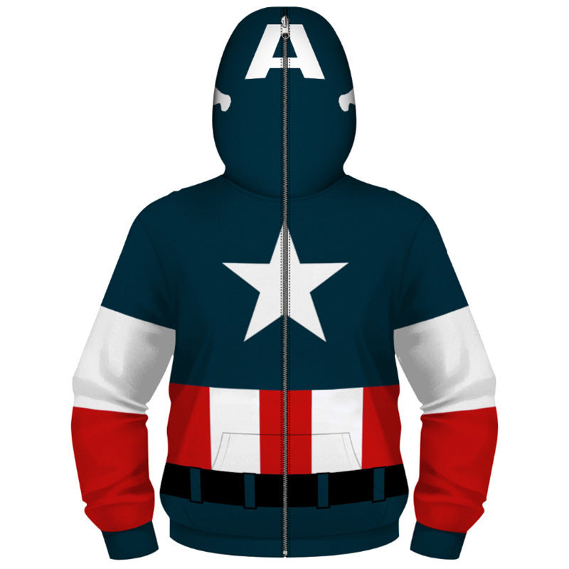 New Bumblebee Captain America Avengers 3D Digital Printing Children's Role-Playing Masked Long Sleeve Children's Sweater