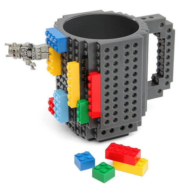 350ml Creative Lego Coffee Mugs silicone stainless steel Travel Kids Adult Cutlery Drink Dinnerware Set for Child