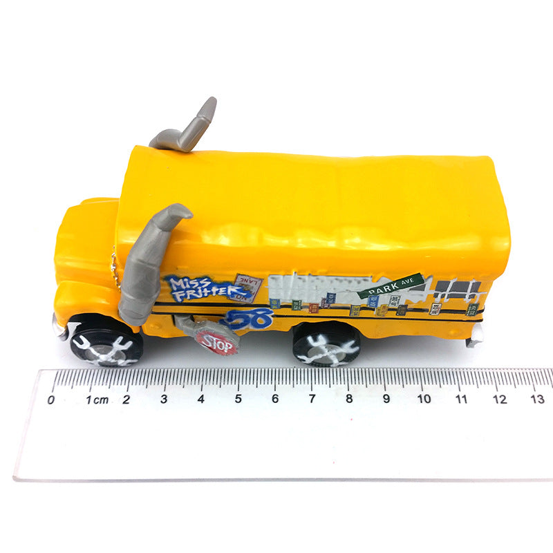 Cars 3 alloy toy car Bull Demon King School Bus Crazy Mais Yellow Horn Free Children's Toy Car