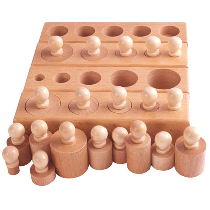 Montessori Beech Cylinder Cognitive Socket Children's Early Education Puzzle Puzzle Plug-In Teaching Aids Montessori Wooden Toys