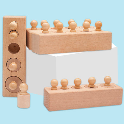 Montessori Beech Cylinder Cognitive Socket Children's Early Education Puzzle Puzzle Plug-In Teaching Aids Montessori Wooden Toys